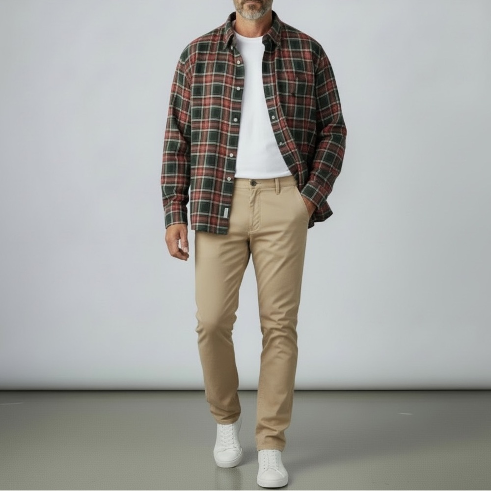 Chaps Men’s Plaid Flannel Shirt Long Sleeve Button Down Red Blue Black Green LG